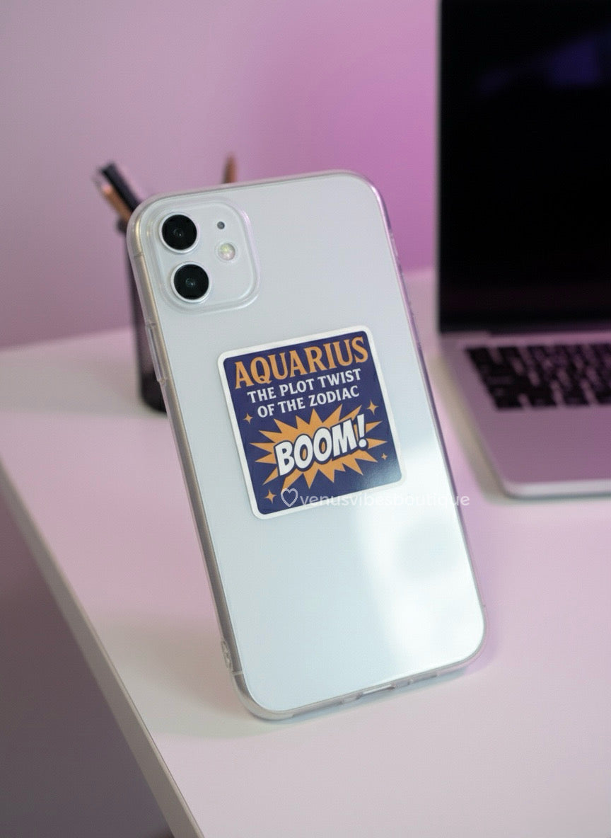 Aquarius Zodiac Sticker – Funny Astrology Sticker for Journals, Laptops & Phone Cases | Aquarius Gift